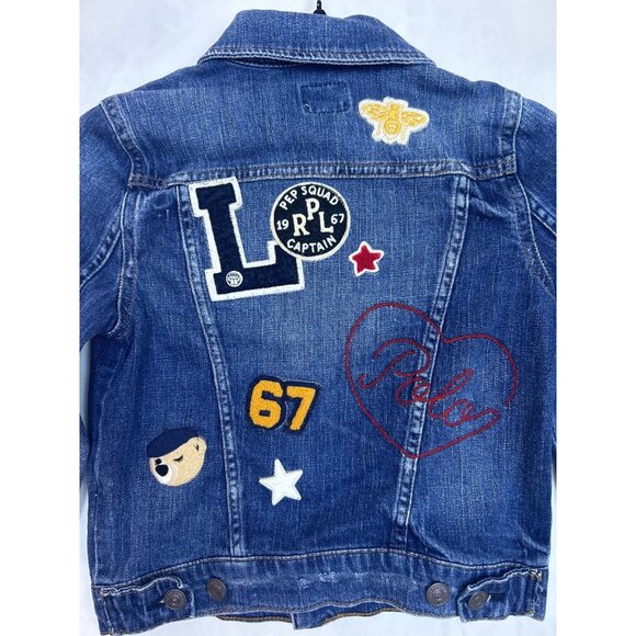 Polo Ralph Lauren Girl's Size 8 Denim Jean Jacket Pep Squad Patches Retro - Picture 3 of 10